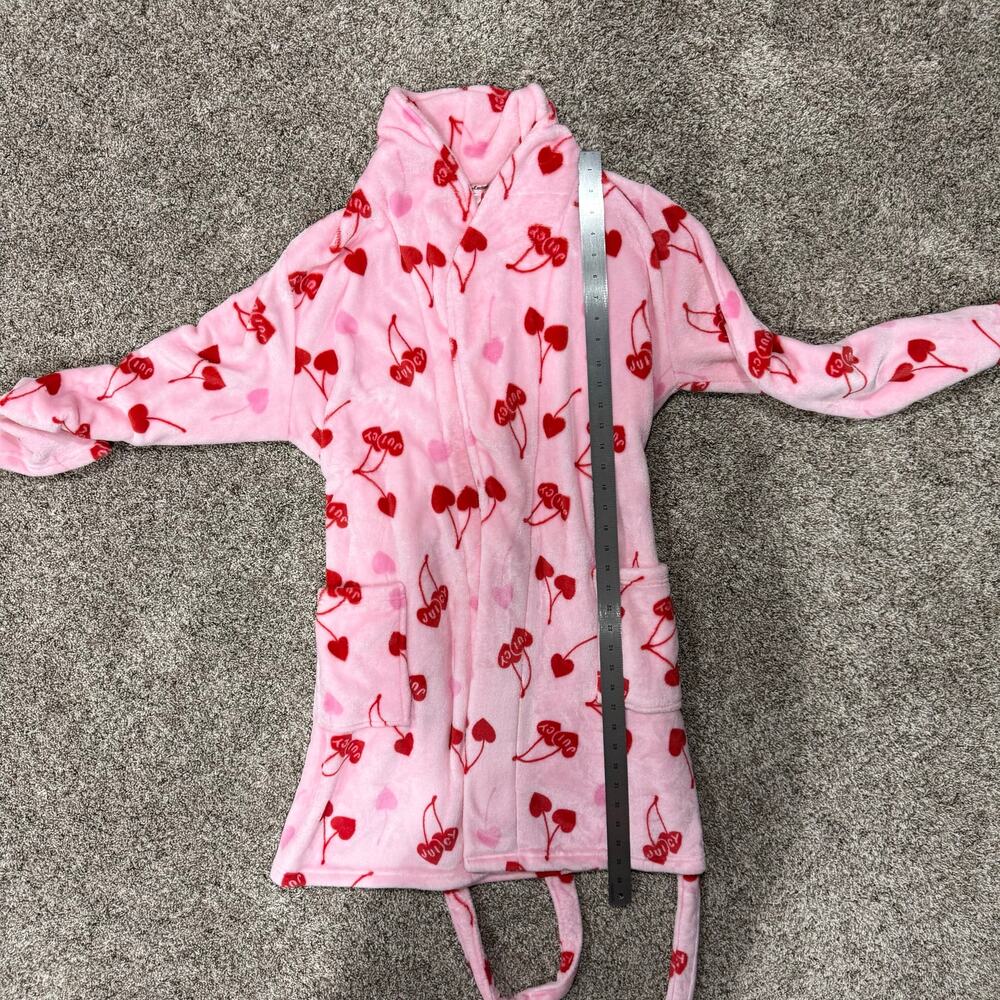 Womens Pink Red Juicy Couture AOP Cherries Cherry Luxe Plush Sleepwear Robe L/XL - Picture 9 of 9
